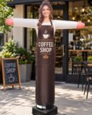 Female Coffee Shop Character Custom Waver Inflatable
