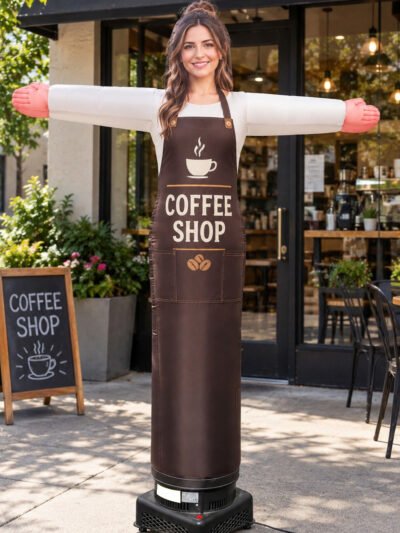 Female Coffee Shop Character Custom Waver Inflatable