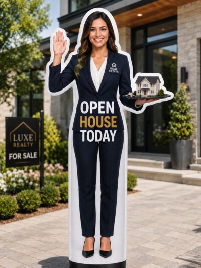 female realtor inflatable waver