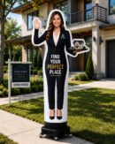 female realtor inflatable waver