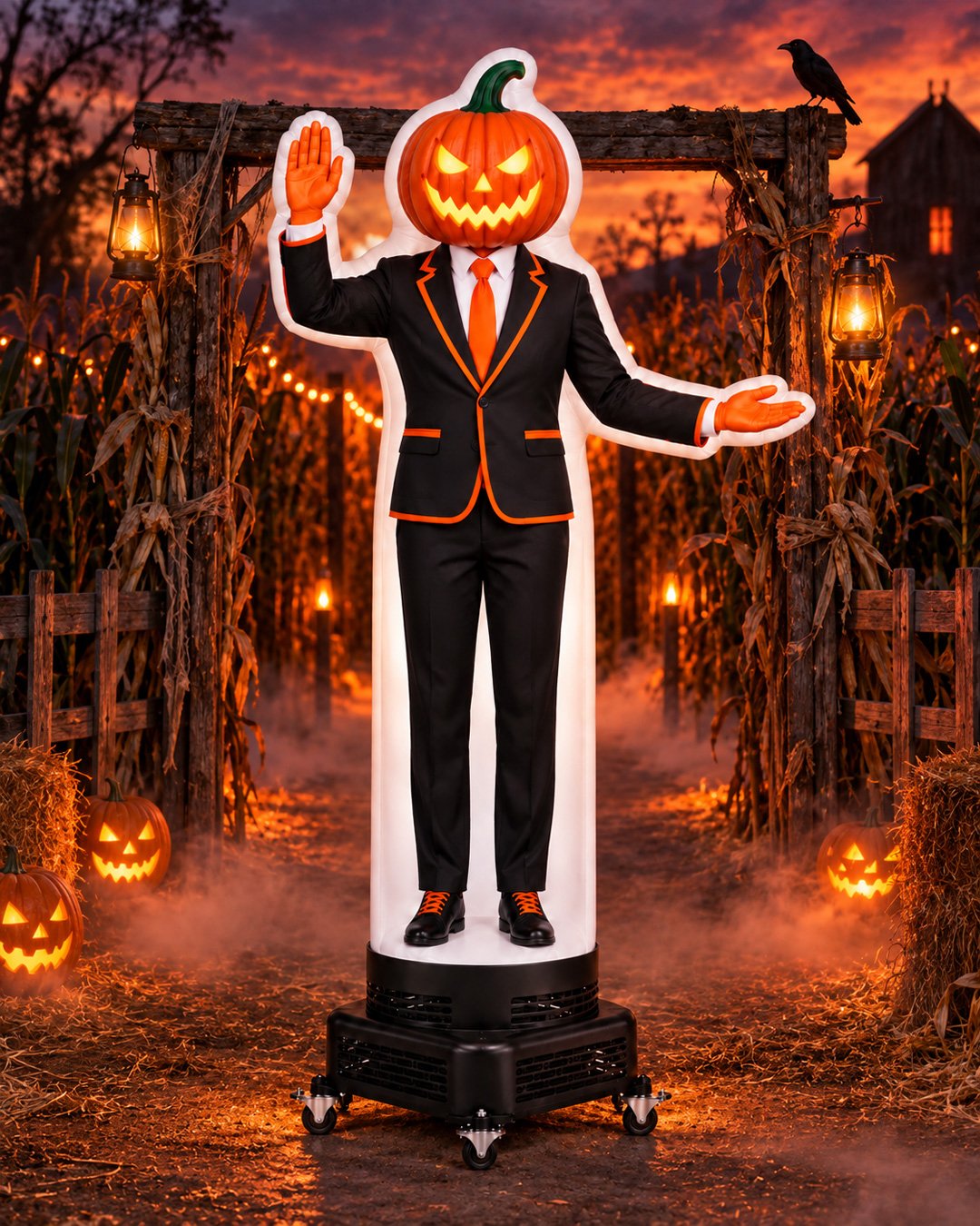 Halloween Pumpkin Head Custom Waver Inflatable - Seasonal Storefront Advertising Display - Image 3